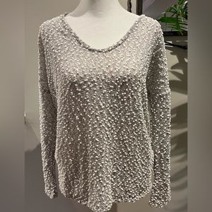 ZARA Trafaluc Long Sleeve Textured Knit Sweater Top Size M Grey White Small